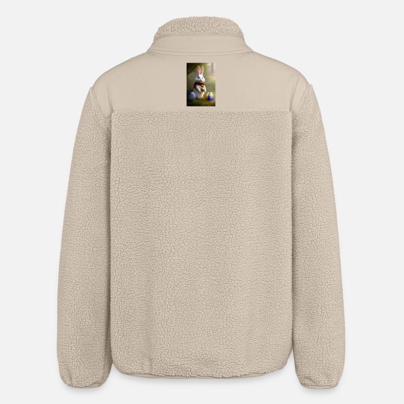 Easter Bunny with Easter Eggs - Relaxed Fit Unisex Sherpa Jacket by Stanley/Stella - beige