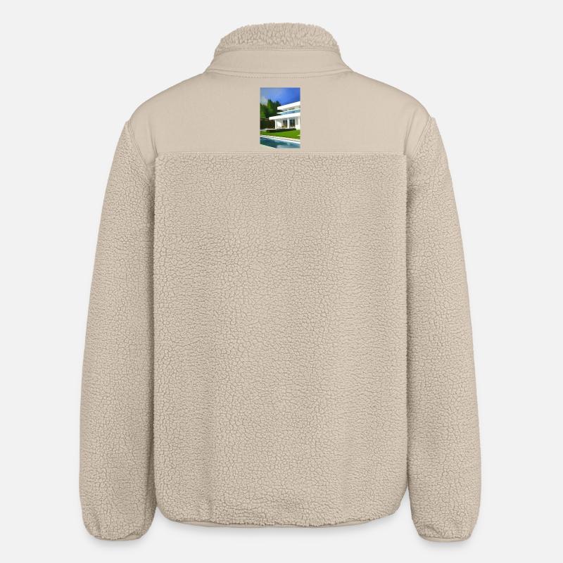 Weiße Villa mit Pool - Relaxed Fit Unisex Sherpajacke von Stanley/Stella - Beige
