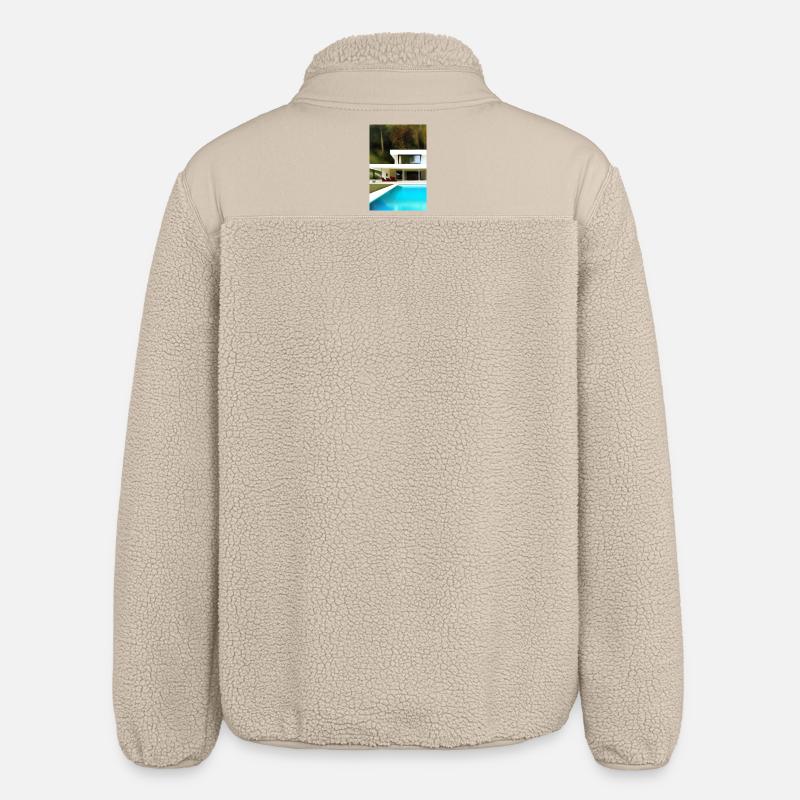 Weiße Villa mit Pool - Relaxed Fit Unisex Sherpajacke von Stanley/Stella - Beige