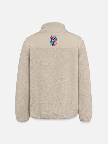 Seepferd Farbenfroh - Hippocampus Seepferdchen - Relaxed Fit Unisex Sherpajacke von Stanley/Stella - Beige