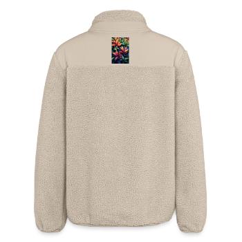 Neonfarbene Tropenblätter Muster - Relaxed Fit Unisex Sherpajacke von Stanley/Stella - Beige - Hinten