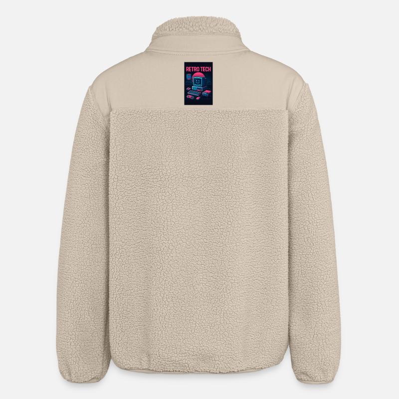 Retro Tech Computer Grafikdesigner mit Lächeln - Relaxed Fit Unisex Sherpajacke von Stanley/Stella - Beige