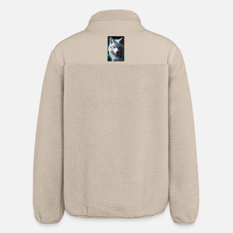 Illustration eines Wolfes - Relaxed Fit Unisex Sherpajacke von Stanley/Stella - Beige