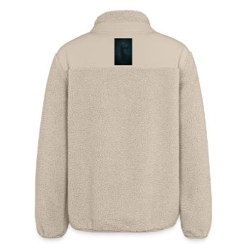 Dino in cloud forest with glowing eye - Relaxed Fit Unisex Sherpa Jacket by Stanley/Stella - beige - Back