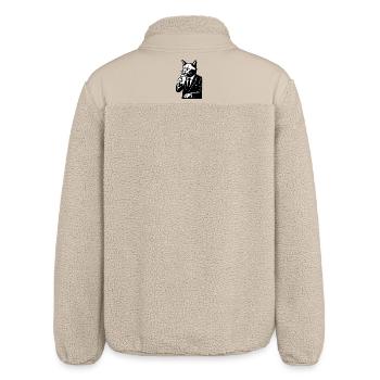 Cat in a suit drinks coffee - Relaxed Fit Unisex Sherpa Jacket by Stanley/Stella - beige - Back