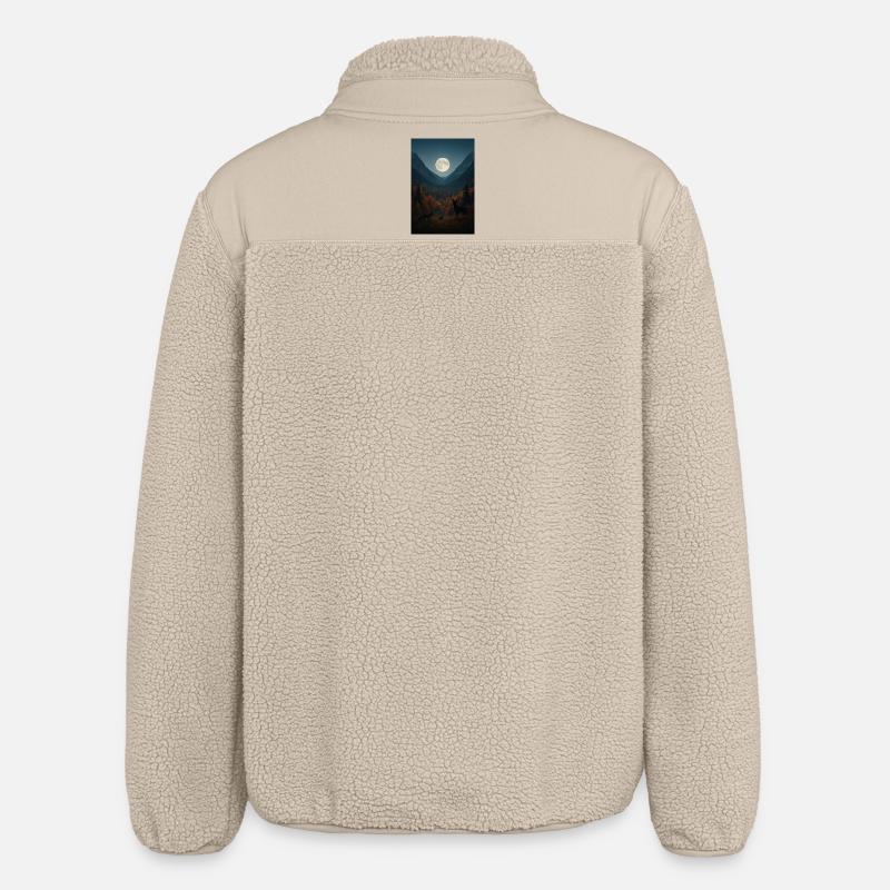 Lunar light on forest valley - Relaxed Fit Unisex Sherpa Jacket by Stanley/Stella - beige