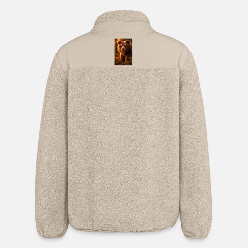Sunset bear in forest - Relaxed Fit Unisex Sherpa Jacket by Stanley/Stella - beige