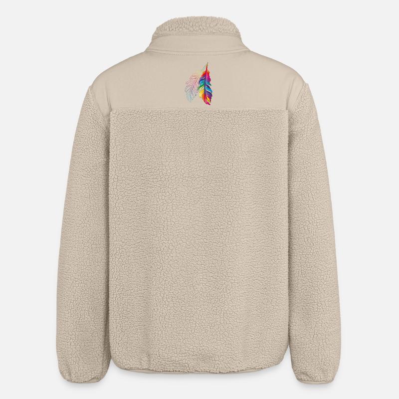 Regenbogenfedern – farbenfrohes Boho-Design - Relaxed Fit Unisex Sherpajacke von Stanley/Stella - Beige