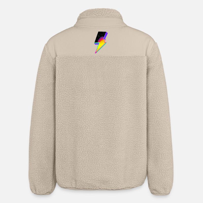 Neon Rainbow Lightning Emblem - Relaxed Fit Unisex Sherpa Jacket by Stanley/Stella - beige