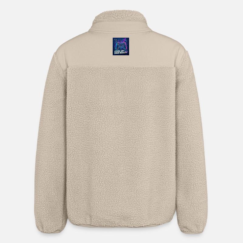 Level Up Your Reality Neon Controller - Relaxed Fit Unisex Sherpa Jacket by Stanley/Stella - beige