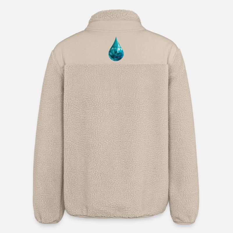 Water Drop - Cool Low Poly Logo - Relaxed Fit Unisex Sherpa Jacket by Stanley/Stella - beige