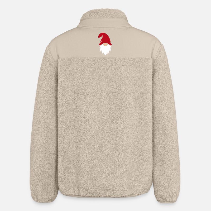 Gnome with Red Hat Silhouette - Relaxed Fit Unisex Sherpa Jacket by Stanley/Stella - beige
