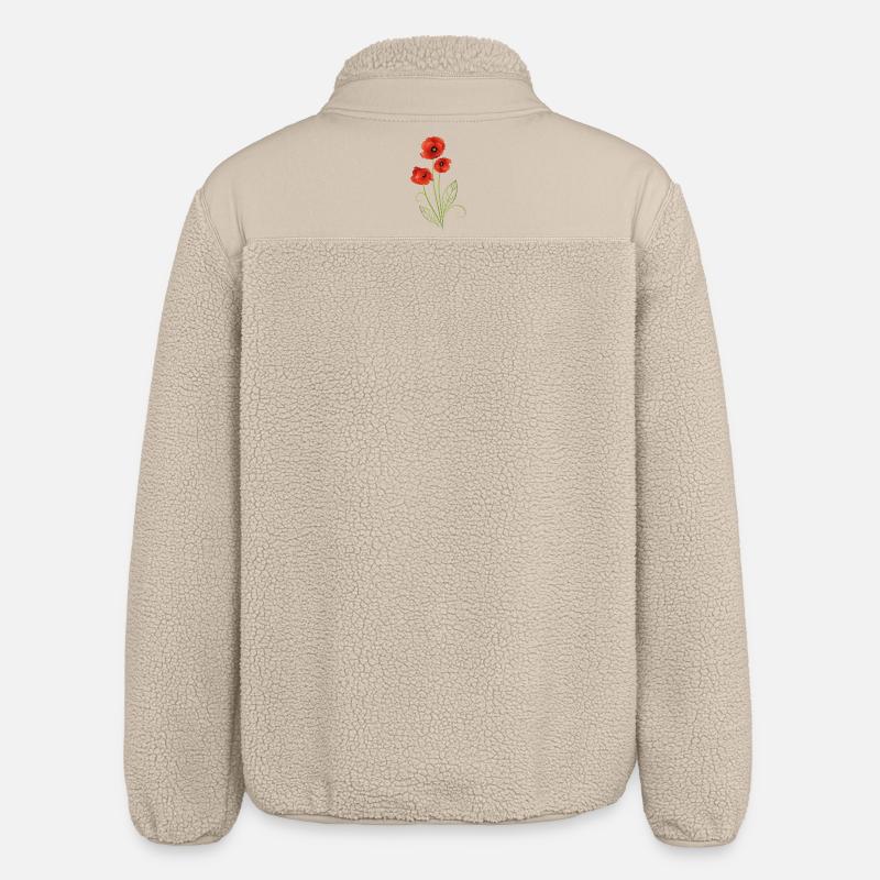 Rote Mohnblumen Mohn Sommer - Relaxed Fit Unisex Sherpajacke von Stanley/Stella - Beige