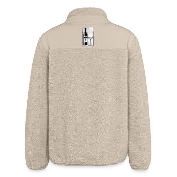 Wine Bottle with Glass - Hand Carved Printable - Relaxed Fit Unisex Sherpa Jacket by Stanley/Stella - beige - Back