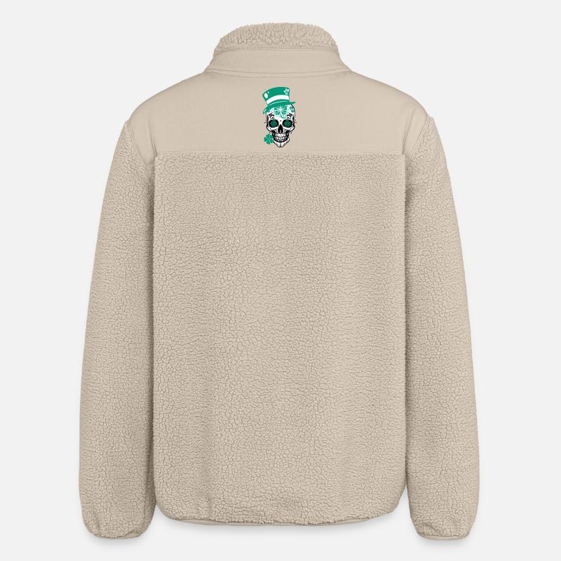 Sugar Skull Totenschädel St Patricks Day - Relaxed Fit Unisex Sherpajacke von Stanley/Stella - Beige