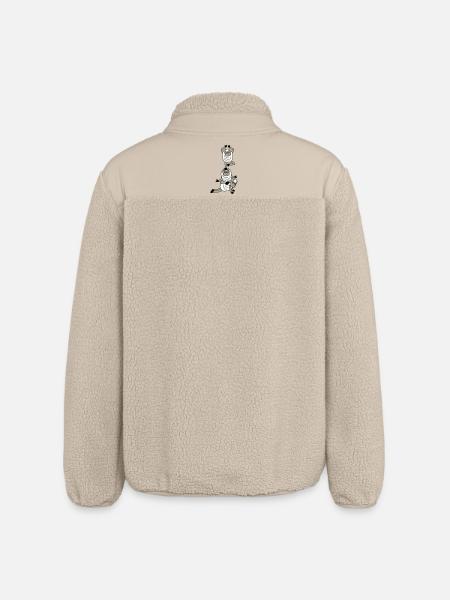 Tired_Sad_Sleepy_Sheep_Yoga_Meditating_5 - Relaxed Fit Unisex Sherpa Jacket by Stanley/Stella - beige