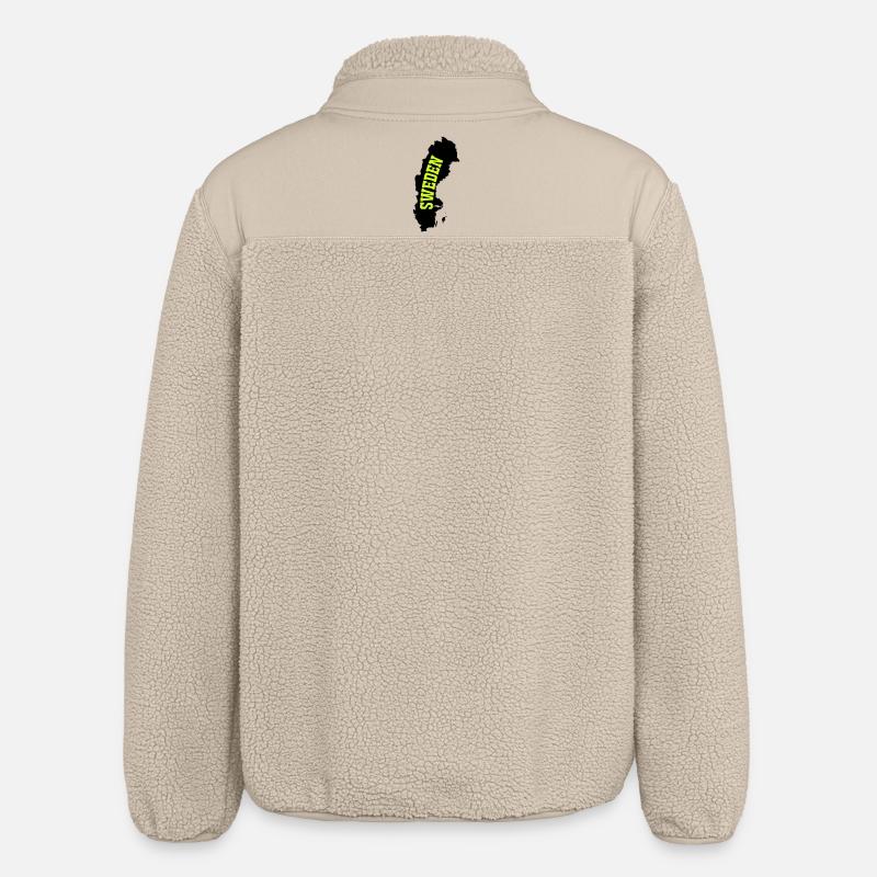 Sweden Neon Lettering - Relaxed Fit Unisex Sherpa Jacket by Stanley/Stella - beige