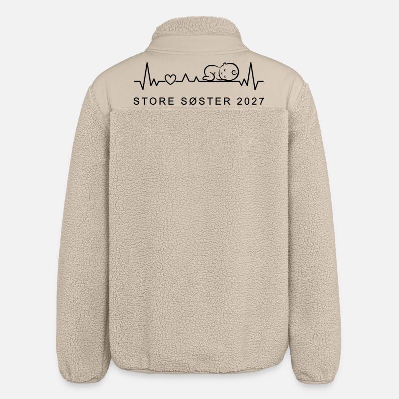 Große Schwester 2027 Herzschlag Dänisch - Relaxed Fit Unisex Sherpajacke von Stanley/Stella - Beige