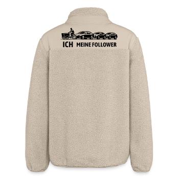 Me and my followers - cargo bike - traffic jam - Relaxed Fit Unisex Sherpa Jacket by Stanley/Stella - beige - Back