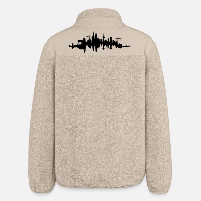 Kölner Skyline - Relaxed Fit Unisex Sherpajacke von Stanley/Stella - Beige