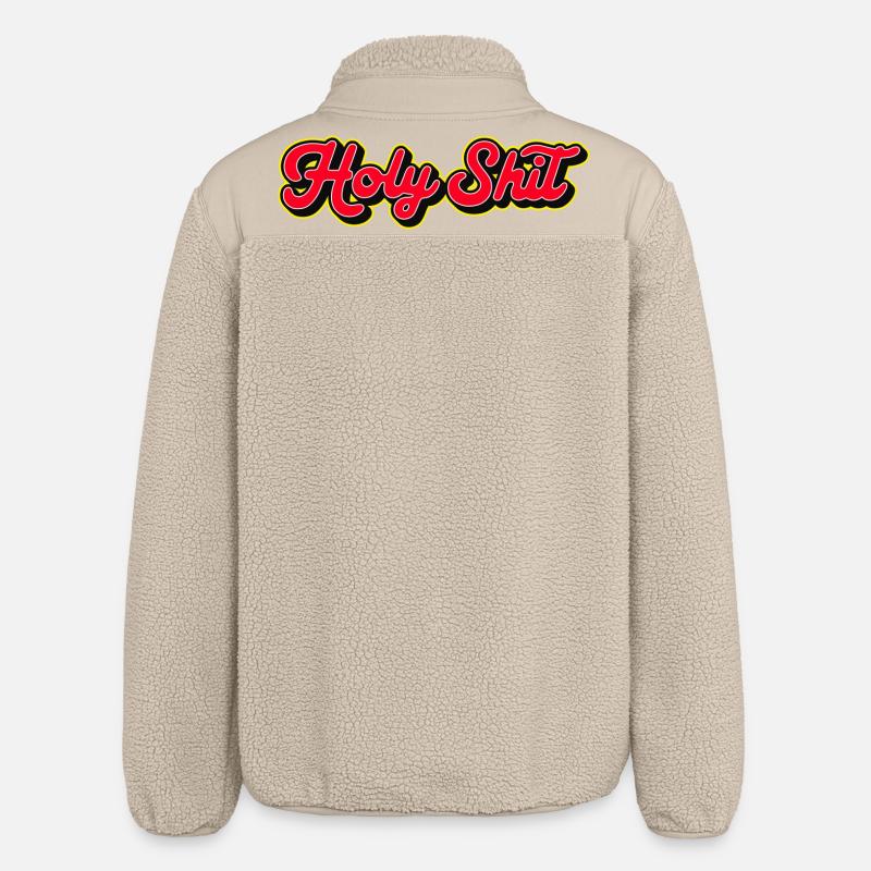 Holy Shit 3D Red Script - Relaxed Fit Unisex Sherpa Jacket by Stanley/Stella - beige
