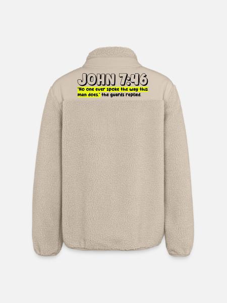 John 7:46 | Bible Quote - Relaxed Fit Unisex Sherpa Jacket by Stanley/Stella - beige