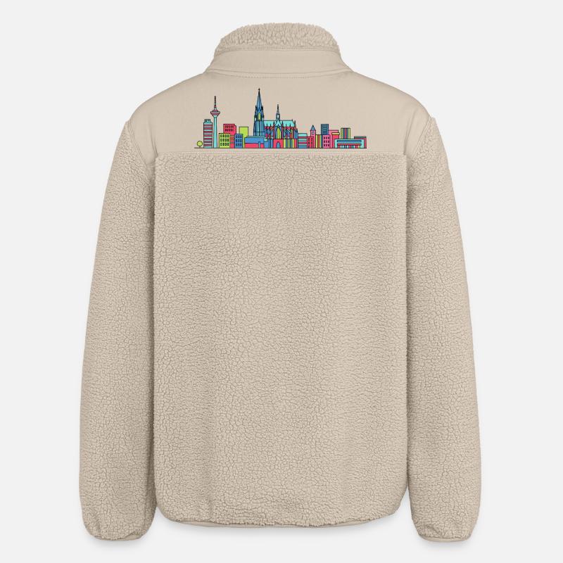 Kölner Stadtschirm Dom: Moderne Linienkunst - Relaxed Fit Unisex Sherpajacke von Stanley/Stella - Beige