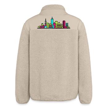 Kyoto City Skyline Temple Pagoda Modern Art - Relaxed Fit Unisex Sherpa Jacket by Stanley/Stella - beige - Back