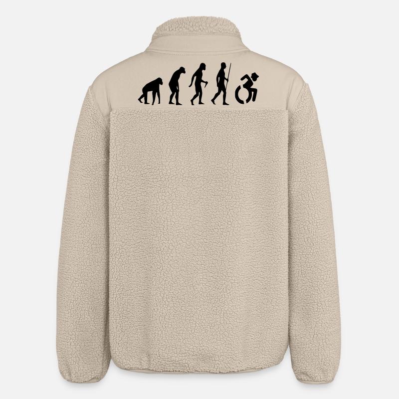 Evolution Rollstuhl. Die Rollstuhl-Evolution * - Relaxed Fit Unisex Sherpajacke von Stanley/Stella - Beige