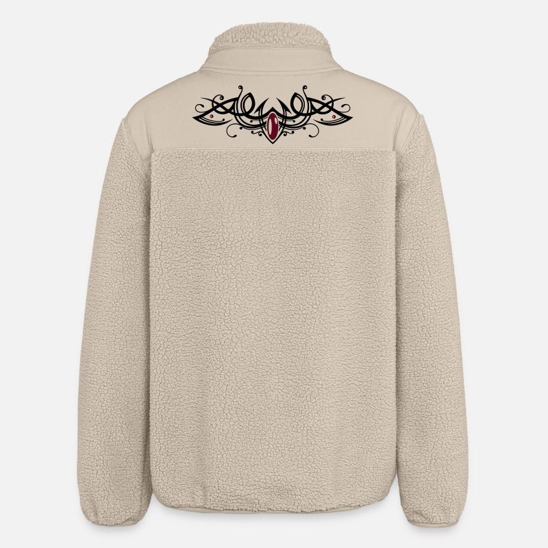 Tribal Tattoo ornament with gemstone. - Relaxed Fit Unisex Sherpa Jacket by Stanley/Stella - beige