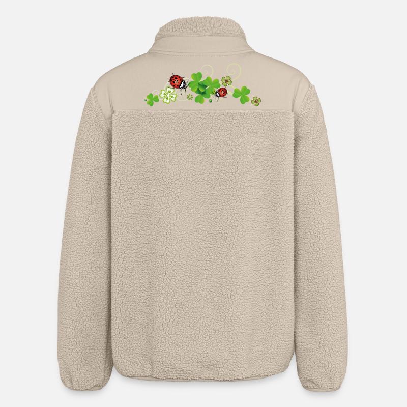 Trèfle, trèfle chanceux avec des coccinelles. - Veste sherpa unisexe coupe décontractée Stanley/Stella - beige