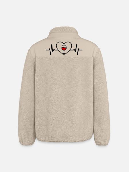 Wein Weinglas Herz Rotwein - Relaxed Fit Unisex Sherpajacke von Stanley/Stella - Beige