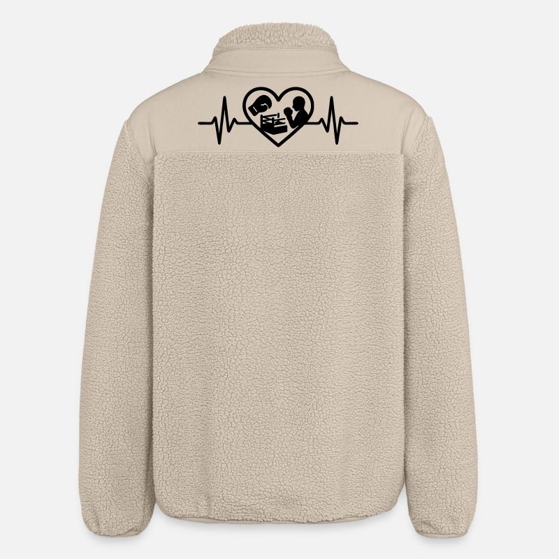 Boxen Herz Handschuh Ring Silhouette - Relaxed Fit Unisex Sherpajacke von Stanley/Stella - Beige