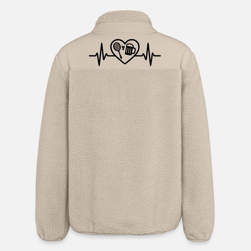 Herz Badminton Bier - Relaxed Fit Unisex Sherpajacke von Stanley/Stella - Beige