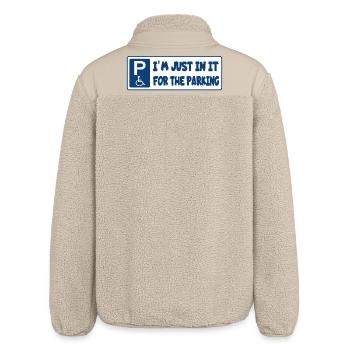 Ich sitze im Rollstuhl für die Parkplätze # - Relaxed Fit Unisex Sherpajacke von Stanley/Stella - Beige - Hinten