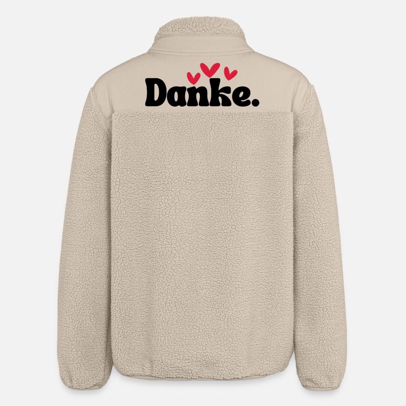 Three Hearts Doodle Pattern - Relaxed Fit Unisex Sherpa Jacket by Stanley/Stella - beige