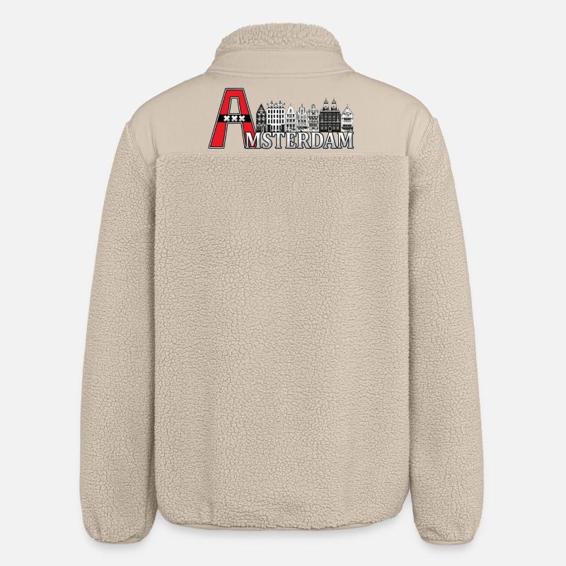 Amsterdam mit einem großen A - Relaxed Fit Unisex Sherpajacke von Stanley/Stella - Beige
