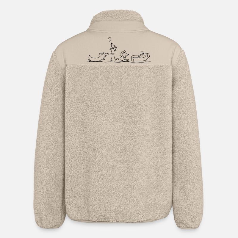 Illustration de teckel affectueux - Veste sherpa unisexe coupe décontractée Stanley/Stella - beige