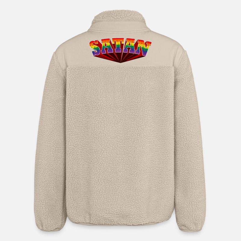 Satan Regenbogen Text - Relaxed Fit Unisex Sherpajacke von Stanley/Stella - Beige
