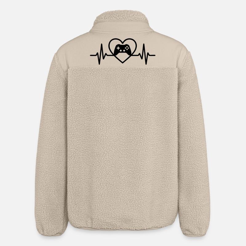 Herz Gaming – Controller Stil Gamer - Relaxed Fit Unisex Sherpajacke von Stanley/Stella - Beige