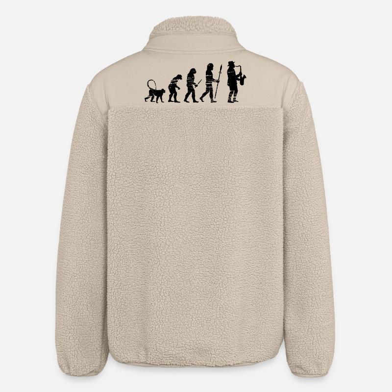 Saxophon Musik Evolution - Relaxed Fit Unisex Sherpajacke von Stanley/Stella - Beige