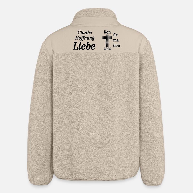 Konfirmation 2025 Glaube Hoffnung Liebe Bibel - Relaxed Fit Unisex Sherpajacke von Stanley/Stella - Beige