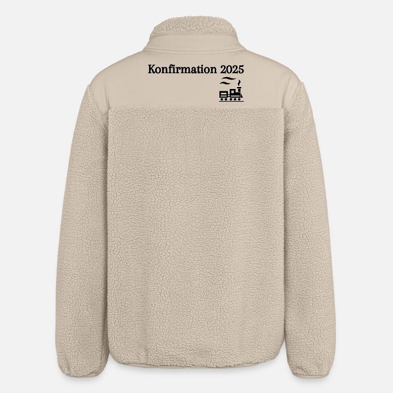 Konfirmation 2025 losfahrender Zug Reise - Relaxed Fit Unisex Sherpajacke von Stanley/Stella - Beige