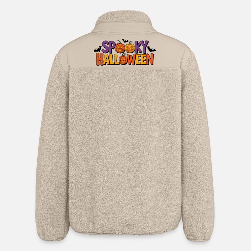 Lettrage citrouille d’Halloween effrayant - Veste sherpa unisexe coupe décontractée Stanley/Stella - beige