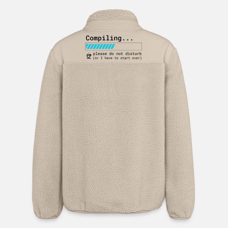 Funny Programmer T-Shirt - Compiling Please - Relaxed Fit Unisex Sherpa Jacket by Stanley/Stella - beige