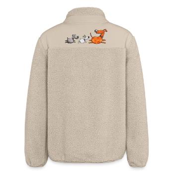 Drei Hundetiere - Hund - Hunde - Dog - Comic - Relaxed Fit Unisex Sherpajacke von Stanley/Stella - Beige - Hinten