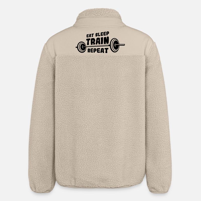 Bodybuilder Spruch - Relaxed Fit Unisex Sherpajacke von Stanley/Stella - Beige