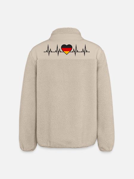 Germany Heartbeat - Relaxed Fit Unisex Sherpa Jacket by Stanley/Stella - beige
