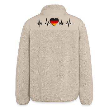 Deutschland Herzschlag EKG schwarz rot gold - Relaxed Fit Unisex Sherpajacke von Stanley/Stella - Beige - Hinten