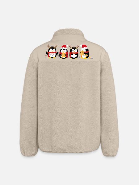 Funny pinguin Christmas. Xmas pinguin - Relaxed Fit Unisex Sherpa Jacket by Stanley/Stella - beige